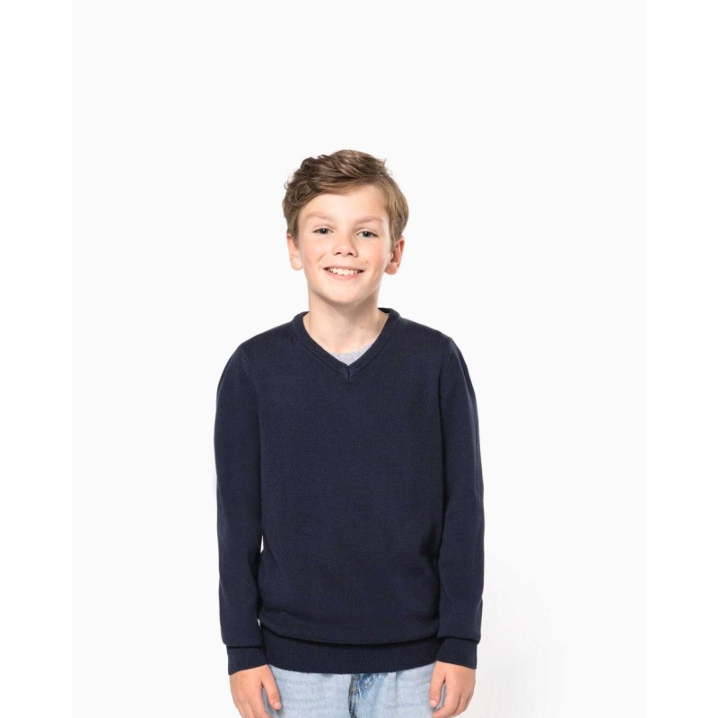 Navy blue V-neck jumper