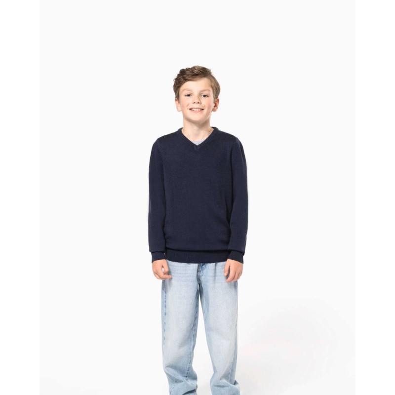 Navy blue V-neck jumper