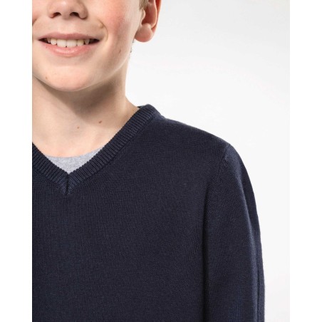 Pull Col V Bleu Marine avec logo Argenteuil