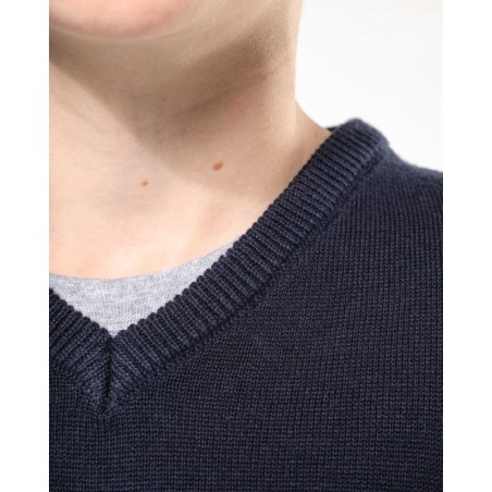 Pull Col V Bleu Marine avec logo Argenteuil