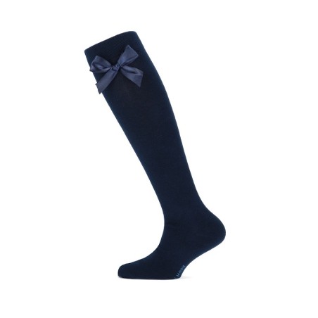 Chaussette Haute avec Noeud Bleu Marine