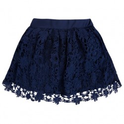 jupe marine dentelle fleur