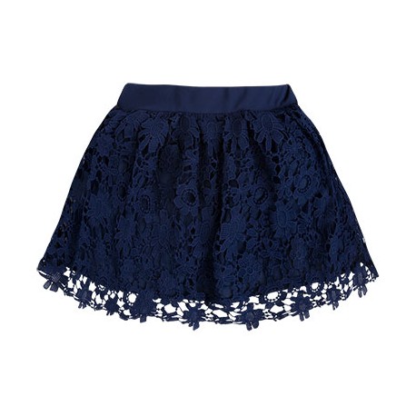 jupe marine dentelle fleur