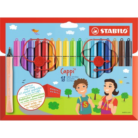 Marqueurs pointe moyenne Stabilo Cappi 18 pce