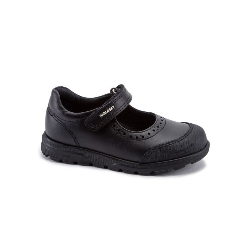 Schoolgirl ballerina with velcro ( Black )
