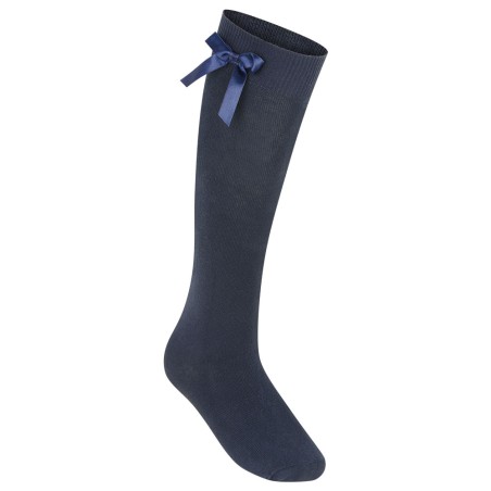 Navy Knee High Socks With Bow